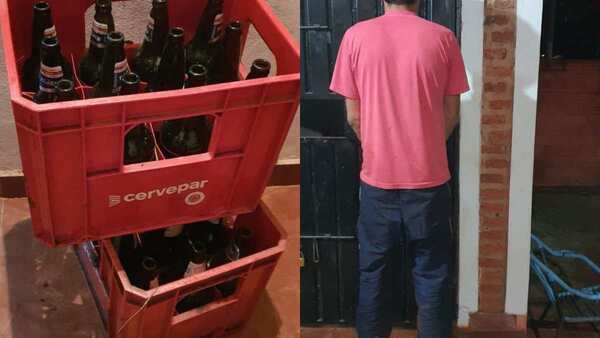 FUERON SORPRENDIDOS HURTANDO CAJAS DE CERVEZA Y UNO QUEDÓ DETENIDO