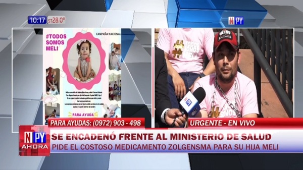 Hombre se encadena frente a Salud para pedir costoso medicamento para su beba - Noticias Paraguay