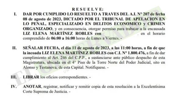 Otorgan permiso laboral para abogada procesada por coima en ejercicio de la profesión