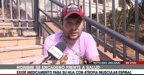 La Nación / Padre de niña con AME se encadena frente a Ministerio de Salud