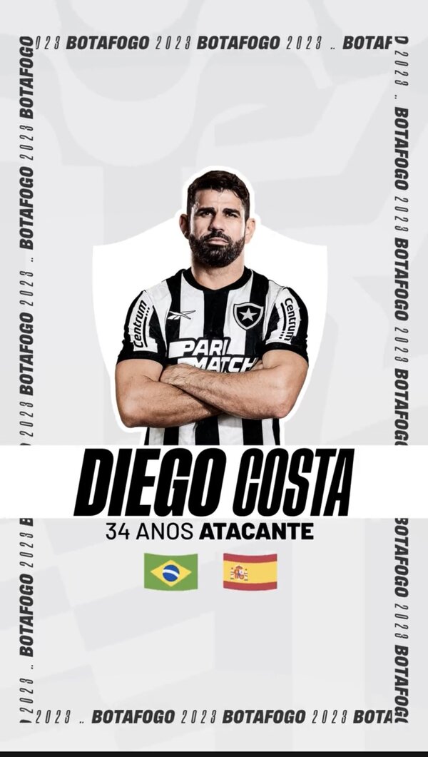 Diego Costa será compañero de Segovinha y Gatito en Botafogo