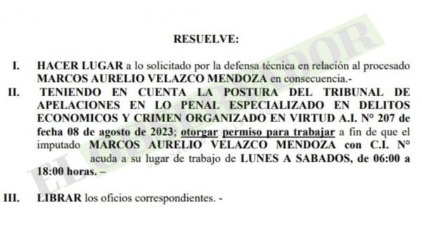 Acusado por coima accede a permiso laboral por principio de igualdad procesal