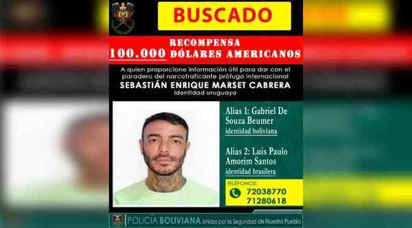 Bolivia ofrece $100.000 por información de Sebastián Marset