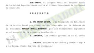 Procesada por el caso Pavo Real pretendió anular imputación alegando prescripción 