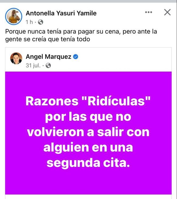 Yasuri escrachó a un "chuli" que le hizo pagar la cena - Teleshow
