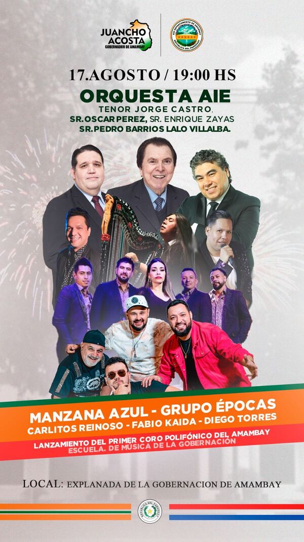 Gobernador invita a Festival Musical en la explanada de la Gobernación de Amambay
