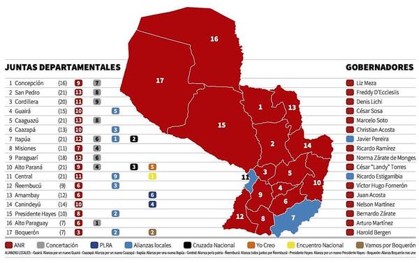 Los 17 departamentos reciben a sus nuevos gobernantes