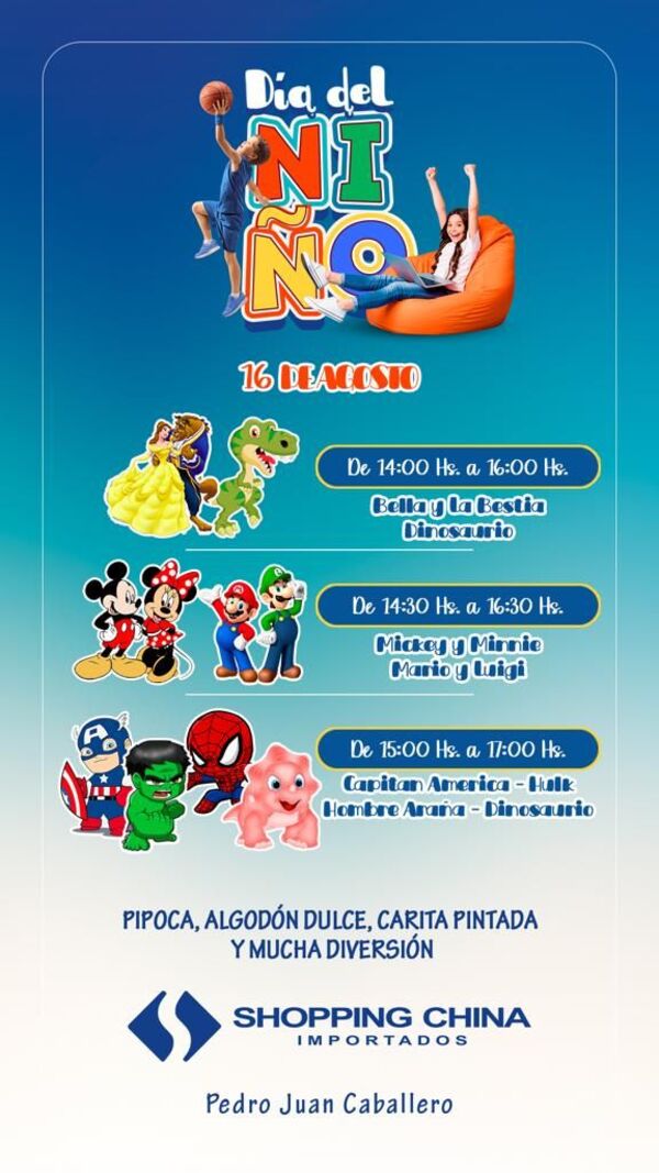 Te invitamos a disfrutar del día del Niño en Shopping China