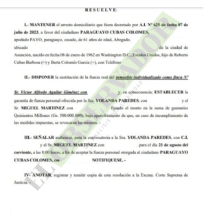 Paraguayo Cubas continuará en régimen de arresto domiciliario 