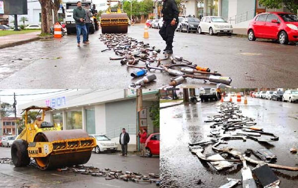 Destruyen más de 100 roncadores de motos en Coronel Oviedo – Prensa 5
