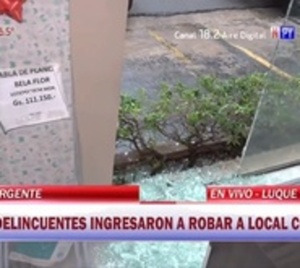 Ladrones rompieron una ventana para robar un comercio en Luque - Paraguay.com