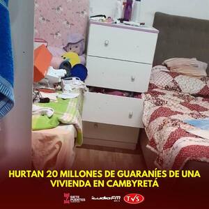 HURTAN 20 MILLONES DE GUARANÍES DE UNA VIVIENDA EN CAMBYRETÁ