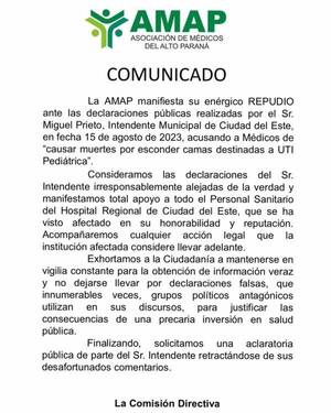 Repudio total a Prieto y sus gravísimas acusaciones a los médicos: hablan de acciones legales
