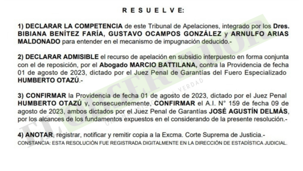 Cámara confirma remisión de requerimiento sobre desestimación en causa de lavado