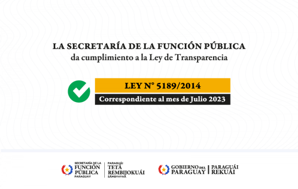 SFP da cumplimiento a la Ley 5189/2014 que corresponde a julio de 2023