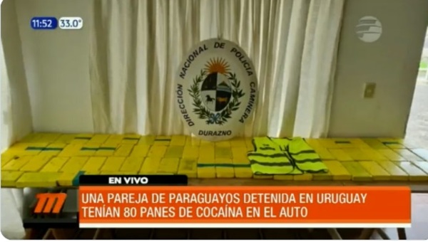 Detienen a pareja de paraguayos con cocaína en Uruguay