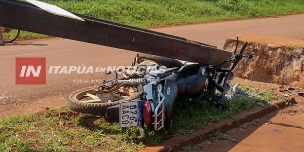 MOTOCICLISTA IMPACTÓ CONTRA COLUMNA DE LA ANDE EN YATYTAY - Itapúa Noticias