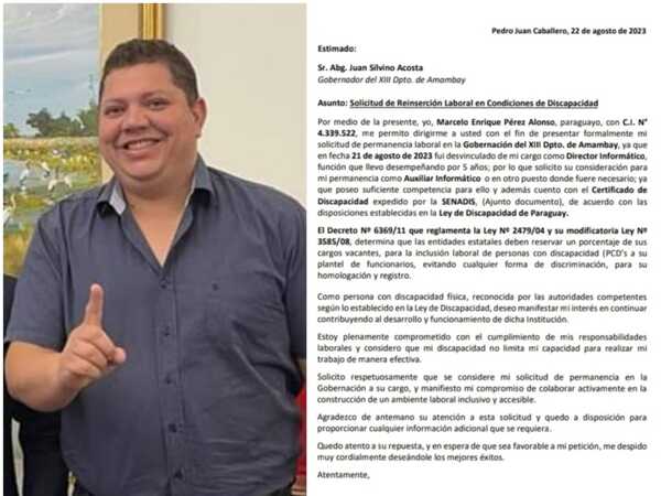"Juancho" discrimina, desprecia y despide a funcionario con ´discapacidad´ de la Gobernación de Amambay