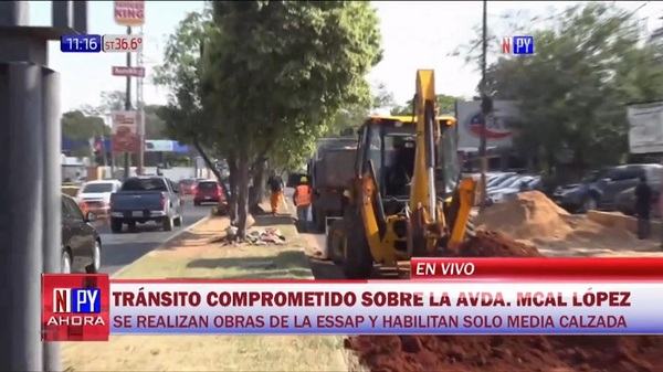 Sofocante lentitud en el tráfico sobre Mariscal López por obras de Essap - Noticias Paraguay