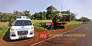 CAMIÓN Y CAMIONETA PROTAGONIZARON SINIESTRO VIAL EN CAPITÁN MEZA - Itapúa Noticias