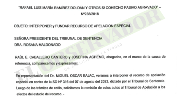 Oscar Bajac apelo su condena por cohecho pasivo agravado