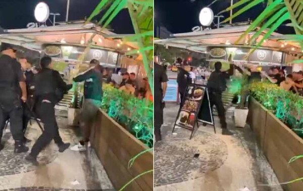 El momento en el que un policía brasileño apuntó con arma de fuego a un hincha de Olimpia – Prensa 5