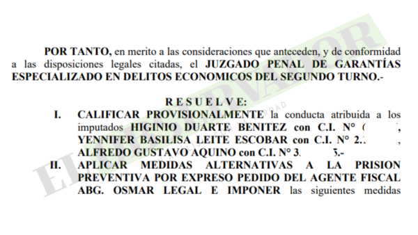 Imputados por presuntamente sobornar a la fiscal Girala obtienen libertad ambulatoria