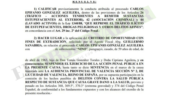 Conceden criterio de oportunidad a narco que será extraditado a España