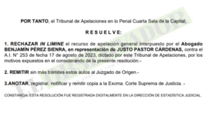 Cámara destraba causa y se podrá fijar nueva fecha para juicio de medición de la pena a Justo Cárdenas 