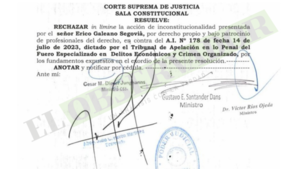 Sala Constitucional confirma competencia de juez en causa Erico Galeano