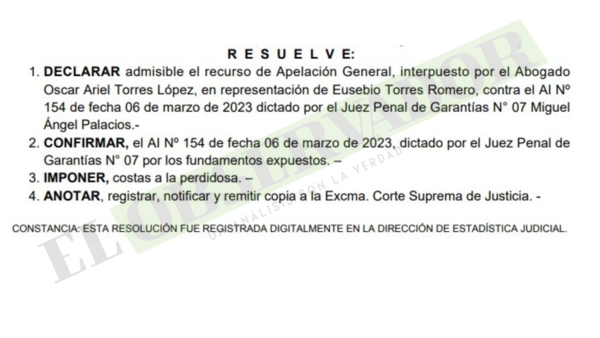 Cámara mantiene calificación para torturador del régimen estronista