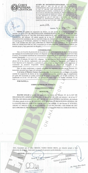Corte habilita a Tadeo Rojas a cobrar su jubilación y el sueldo de ministro