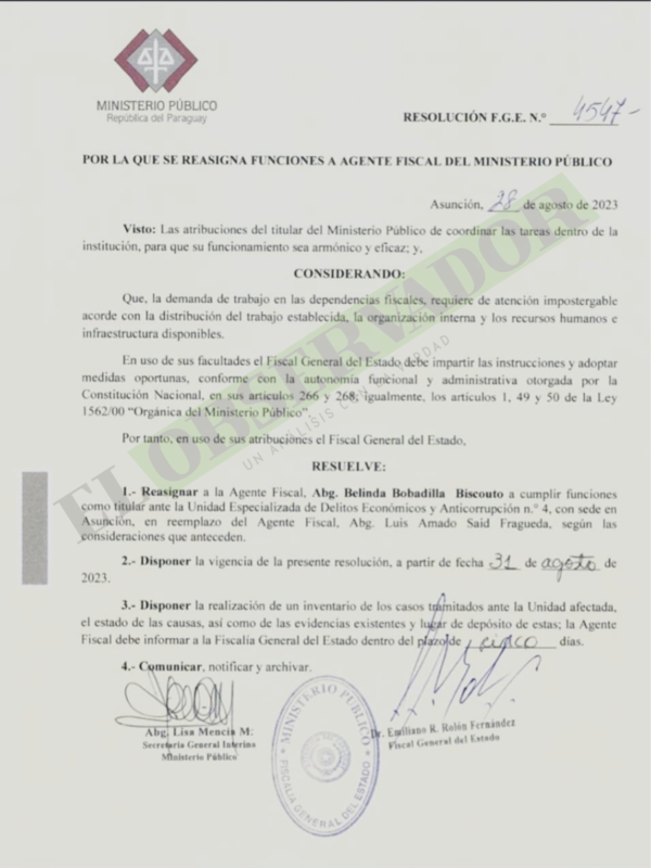 Ordenan reasignaciones en unidades estratégicas del Ministerio Público