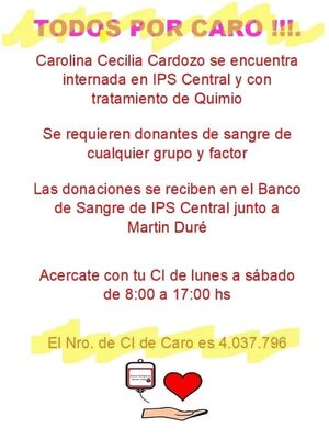 “Todos por Caro”: Solicitan donantes solidarios para joven mamá internada en IPS Central - Nacionales - ABC Color