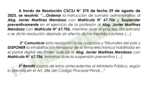 Sumarian a funcionario judicial por presuntamente usar título falso para matricularse como abogado 