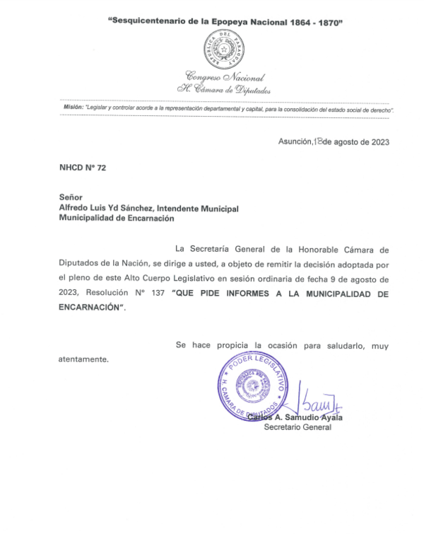 CÁMARA BAJA SOLICITÓ INFORME A LA MUNICIPALIDAD SOBRE EL PROYECTO DE LA TERCERIZACIÓN DE RESIDUOS