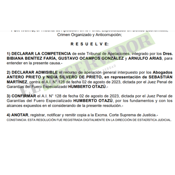 Cámara de Apelación confirma que causa a Miguel Prieto seguirá en Asunción