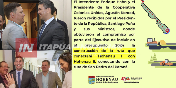 ESTÁ A PUNTO DE CONCRETARSE EL ASFALTADO EN EL TRAMO HOHENAU I - HOHENAU V - Itapúa Noticias