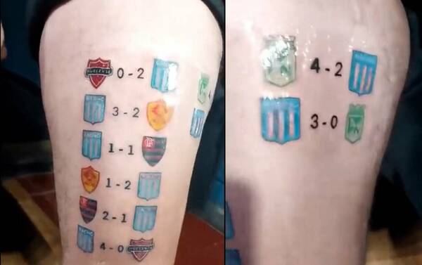 [VIDEO] ¡Ndetavyonde! Se tatuó la campaña de Racing porque iban “a salir campeones” y…