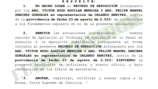 Declaran como improcedentes las reposiciones de procesados en causa Mocipar