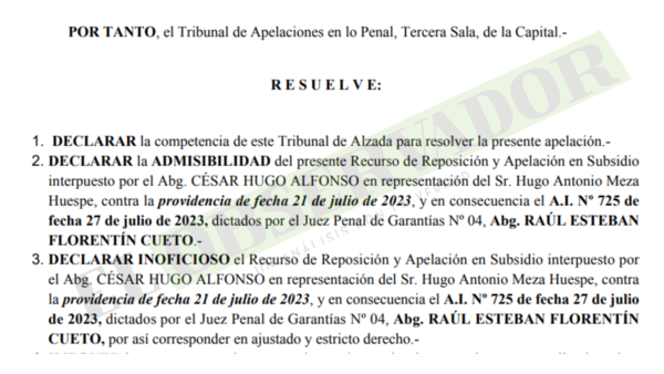 Declara inoficiosa apelación de Hugo Meza Huespe, procesado por usar título falso para jurar como abogado