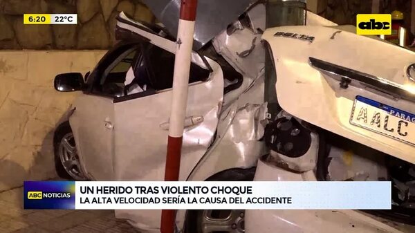 Video: Un herido tras violento choque contra columna - ABC Noticias - ABC Color