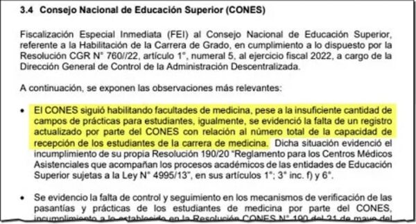CGR “reprende” al Cones por seguir habilitando facultades de medicina - Nacionales - ABC Color