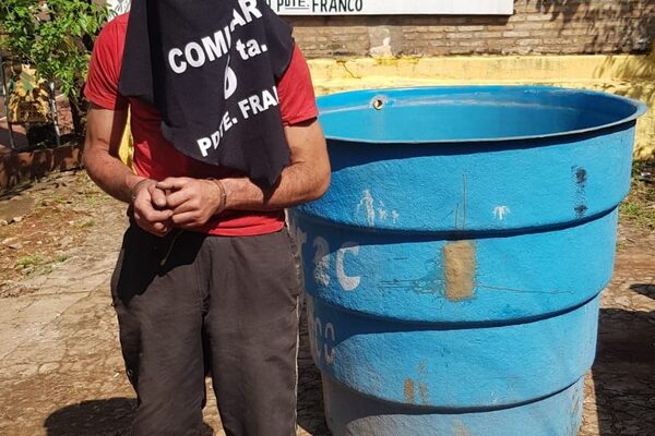 Detienen a sujeto que hurtó un tanque de agua y lo vendió por G. 100 mil