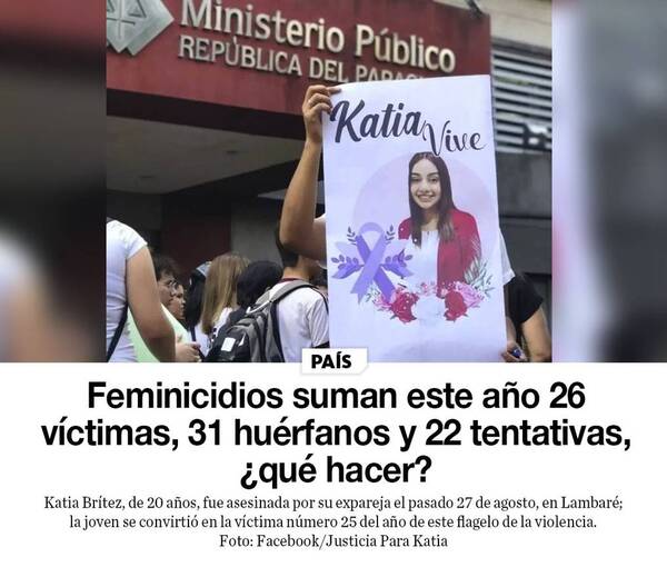 Feminicidios suman este año 26 víctimas, 31 huérfanos y 22 tentativas, ¿qué hacer?