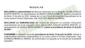 Cámara de Apelación confirma que imputada por el caso Pavo Real deberá participar de audiencia de medidas