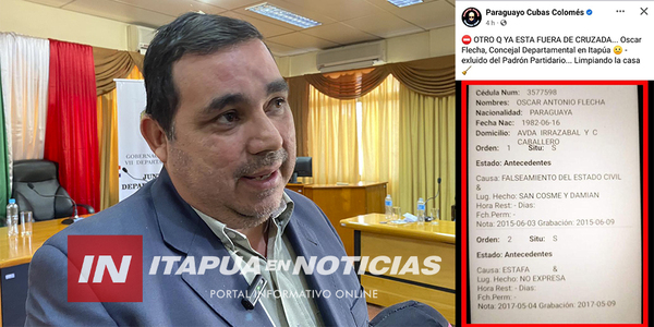 PAYO CUBAS ACUSA TURBIO PASADO DE CONCEJAL DEPARTAMENTAL DE ITAPÚA - Itapúa Noticias