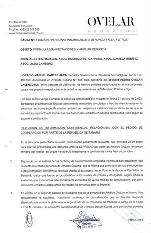 Cartes amplió su denuncia por el supuesto hecho de persecución política - El Trueno