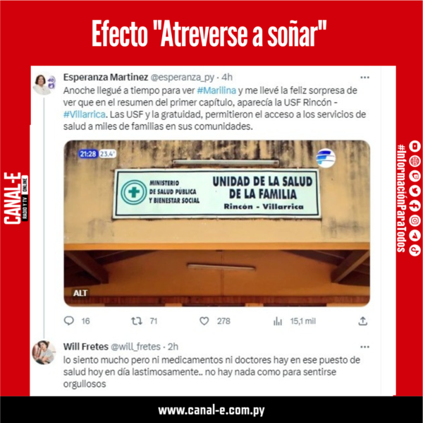 Pareja de Marilina cuestiona a Senadora porque USF que aparece en la serie no tiene nada