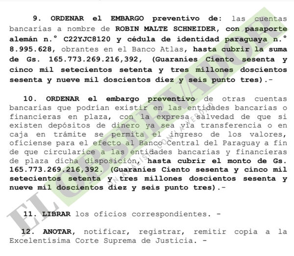 Embargan cuenta de acusado de estafar 21 millones de euros y lavar en Paraguay